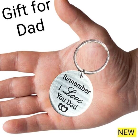 Stainless Steel Gift " Remember I love you,  Dad " Father Keychain BRAND NEW - Picture 1 of 10